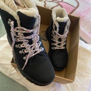 Dr. Martens Black Ankle Boots with White Laces